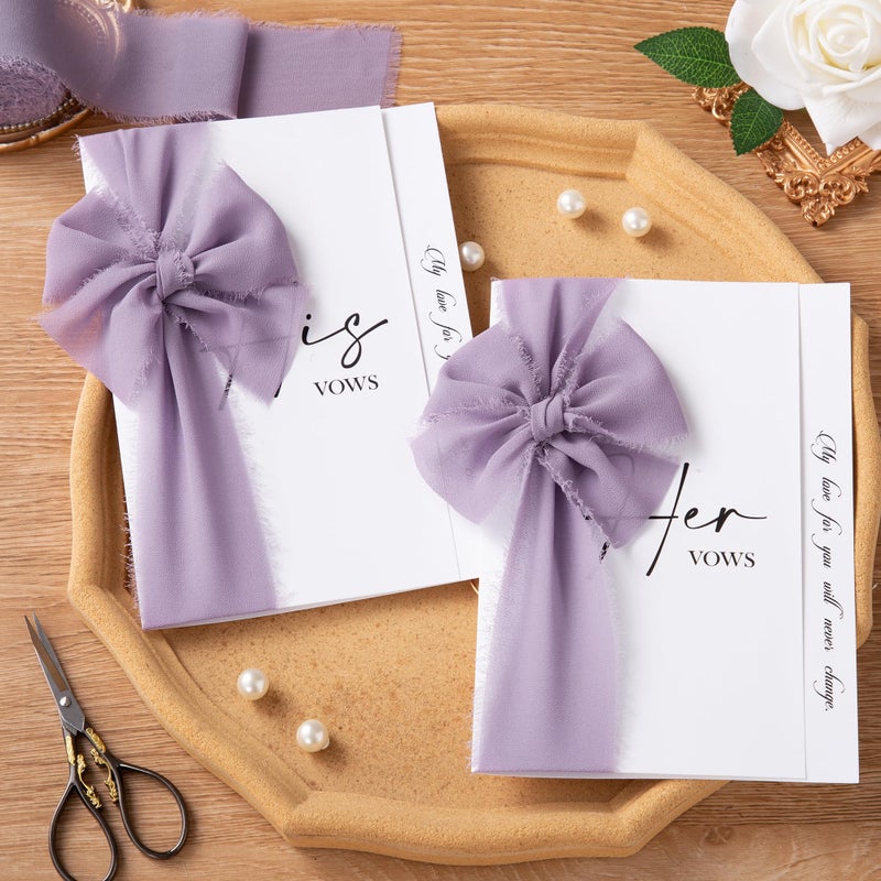 DORIS HOME Pastle Purple Chiffon Ribbon for Flower Bouquet, 2" x21Yd Fabric Ribbon for Gift Wrapping, Handmade Frayed Ribbon for Wedding/Christmas Decorations - Image 4